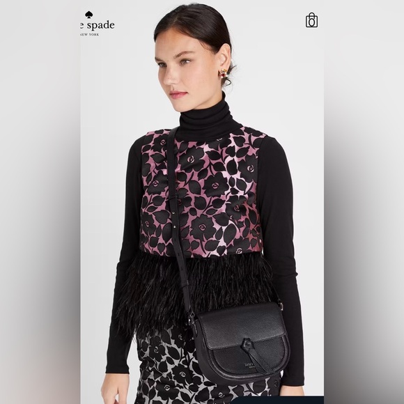 kate spade new york Knott Pebbled Leather Crossbody Saddle Bag - Picture 2 of 15